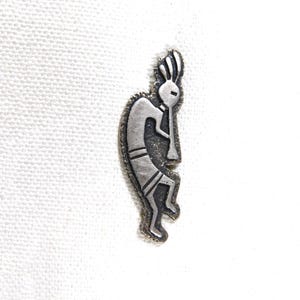 Navajo George & Nusie Henry Sterling Overlay Stamped Textured Handmade Vintage KOKOPELLI Pin