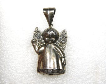 CHERUB STERLING Pressed Hollow Manufactured Vintage PENDANT, Estate
