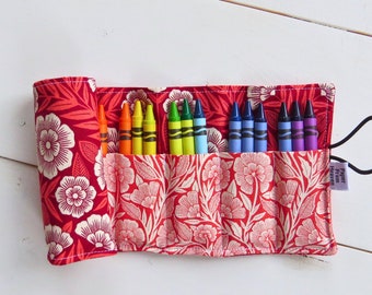 Girls Antique Cherry Floral Rainbow Crayon Roll Kids Elegant Artist Supply Organizer Quiet Time Independent Play Busy Toy :Pressed Flowers