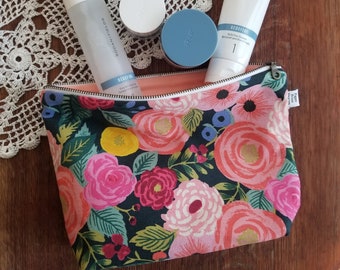 cosmetic bag - Juliet Rose - zipper pouch, cosmetic case, makeup bag, travel bag, project bag, diffuser bag