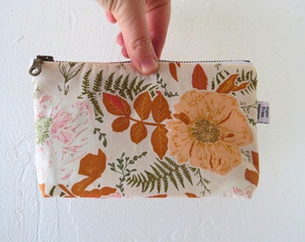 Zipper Bag - Foraged Garland Nature Zipper Pouch, Flower glasses holder, floral gift for her, Explorer makeup cosmetic bag