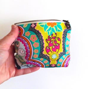 Tiny Boho Emergency Sewing Kit - Small Retro Floral Coin Purse, Bright Colorful Zipper Pouch - Essential Oil Roller Bottle Bag Brit Boutique