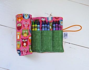 Woodland Owl Girls Crayon Roll Up Bright Rainbow Animal Kids Easter Basket Toy Imaginative Drawing Activity Accessory Quiet Time Play Idea