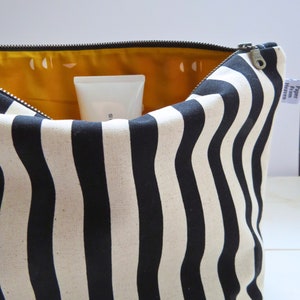 Jumbo Stripe Canvas Cosmetic Bag Cottagecore Extra Large Makeup Holder Minimalist Travel Zipper Pouch Craft Project Storage Sevenberry: XXL