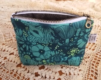 Small Electric Blue Neon Zip Bag Retro Flower Purse Organizer Teen Essential Case for Backpack Lime Cash Coin Wallet Firefly Galaxy: Mini