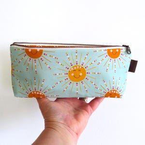 Hippy Pencil Case • Smiling Sunshine Zipper Pouch • Cute Makeup Brush Bag • Handmade Back-to-School Gift • Stationery Organizer