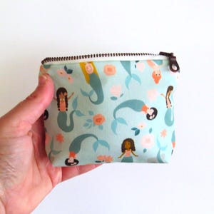 Minibolso con cierre de sirena • Regalo para fiesta temática oceánica para niñas • Neceser de maquillaje para adolescentes • Estuche con artículos esenciales para la vuelta al cole • Estuche pequeño para tarjetas