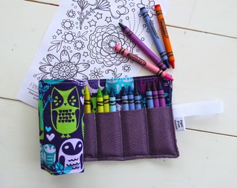 Eggplant Woodland Creature Crayon Roll Lilac Lavender Animal Girls Coloring Roll Organizer Toddler Drawing Activity Storage Easter Basket