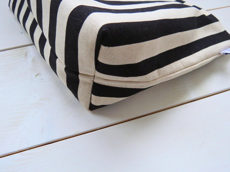 Jumbo Stripe Canvas Cosmetic Bag Cottagecore Extra Large Makeup Holder Minimalist Travel Zipper Pouch Craft Project Storage Sevenberry: XXL