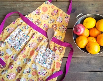 Autumn Homemaker Apron, Pumpkins, Harvest Kitchen Apron, Pumpkin Patch, Handmade Women's apron, gift for her