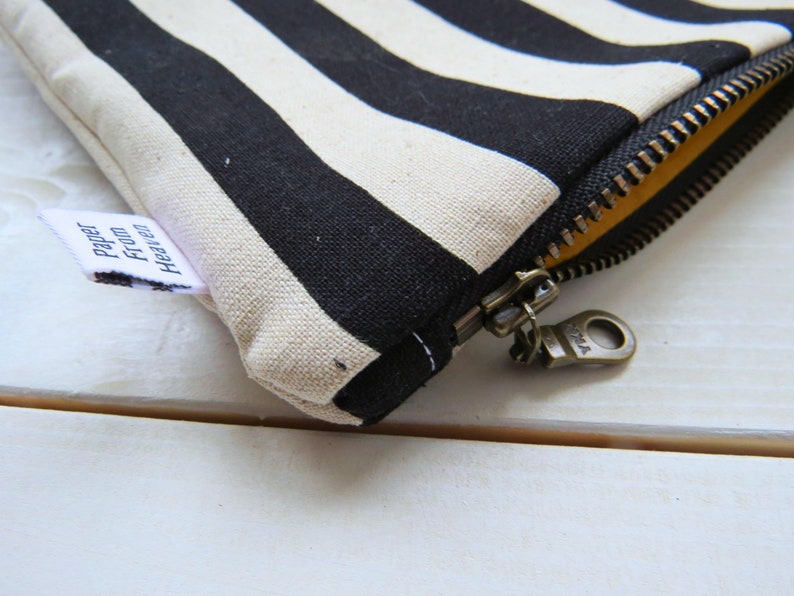 Jumbo Stripe Canvas Cosmetic Bag Cottagecore Extra Large Makeup Holder Minimalist Travel Zipper Pouch Craft Project Storage Sevenberry: XXL