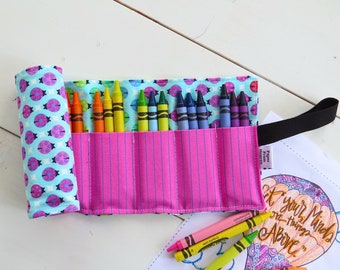 Bright Ladybug Crayon Roll - Stylish Kid Art Organizer, Aqua & Cherry Lime Storage, Colorful Holder