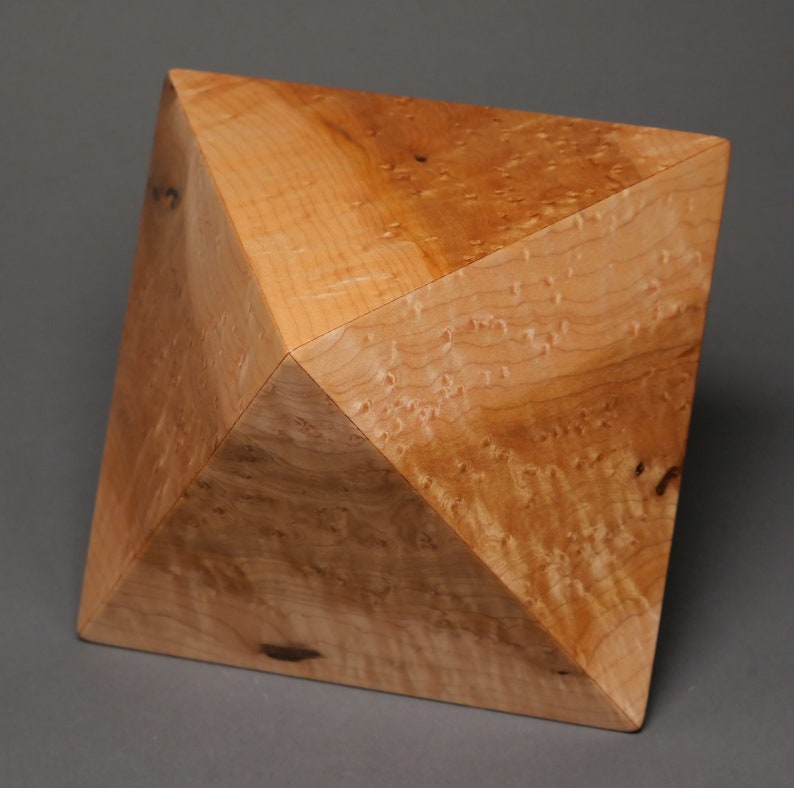 Geometric Cremation Urn for Small Human or Pet Ashes, Exotic Woods, 65 cu-in Birdseye Maple