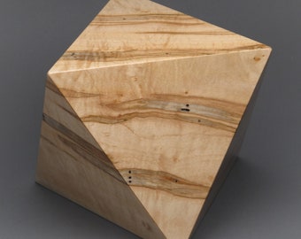 Modern Urn for Ashes, up to 150 pound loved one, Wooden Octahedron