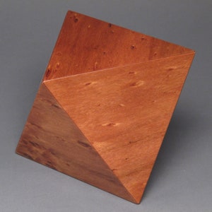 Geometric Cremation Urn for Small Human or Pet Ashes, Exotic Woods, 65 cu-in Speck Red Marble