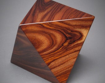 Geometric Cremation Urn for Small Human or Pet Ashes, Exotic Woods