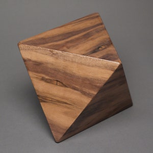 Geometric Cremation Urn for Small Human or Pet Ashes, Exotic Woods, 65 cu-in Walnut