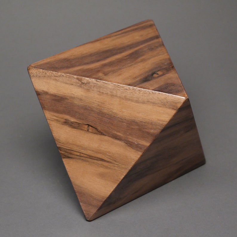 Geometric Cremation Urn for Small Human or Pet Ashes, Exotic Woods, 65 cu-in Walnut