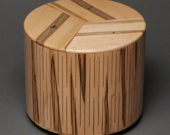 Unique Cylindrical Wooden Urn for Small Human or Pet Ashes up to 95 pounds