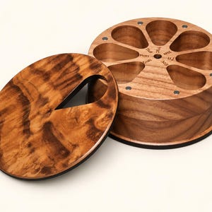 Extra Large 7-Day Wooden Pill Box: Rotating Magnetic Design
