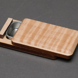 Wood and Steel Pill Box, Secure Slide Open Lid