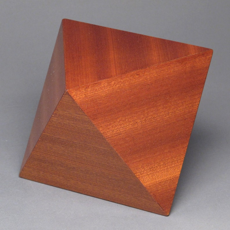Geometric Cremation Urn for Small Human or Pet Ashes, Exotic Woods, 65 cu-in Sapele