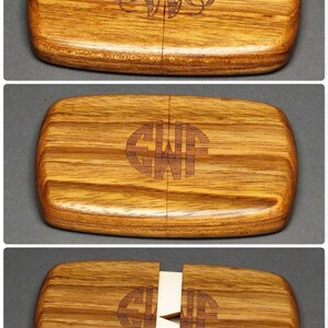 Cartera de madera personalizada o tarjetero elaborado con maderas exóticas imagen 9