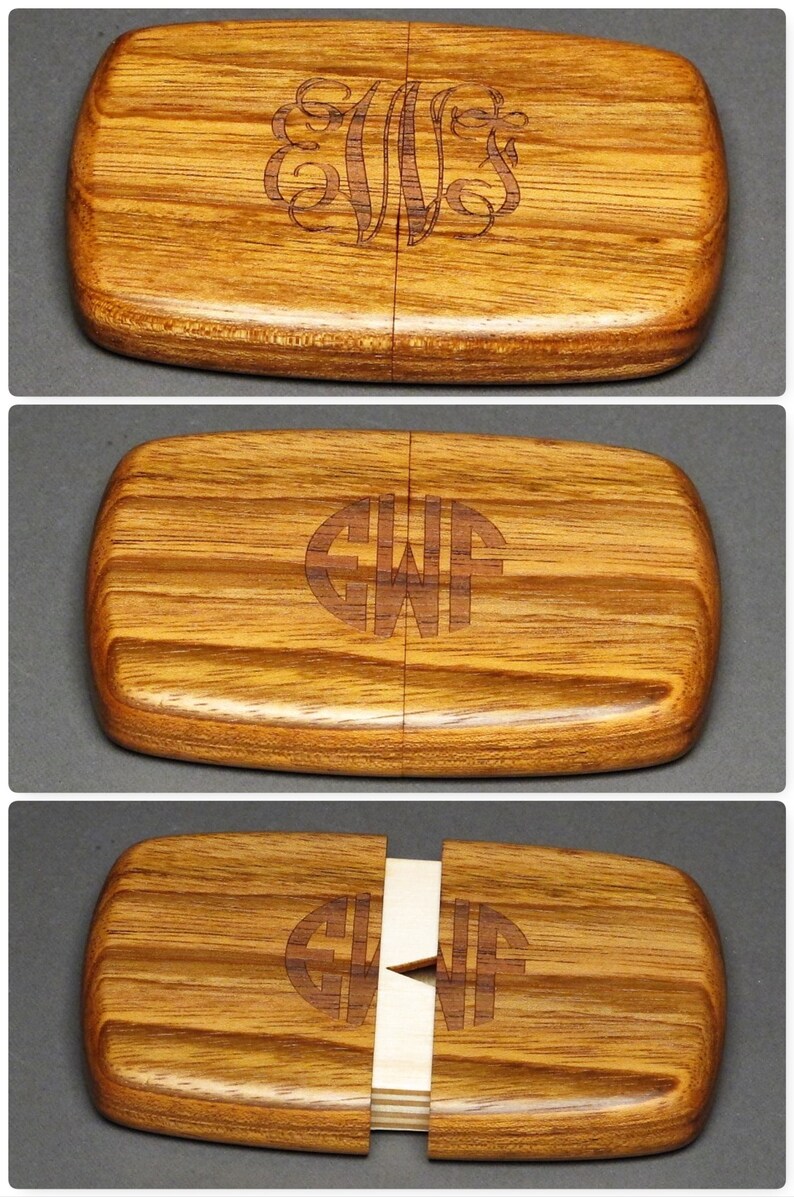 Cartera de madera personalizada o tarjetero elaborado con maderas exóticas imagen 9