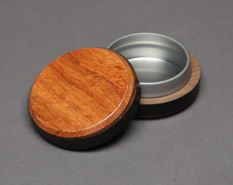 Small Pocket-sized Pill Box, Wood and Steel