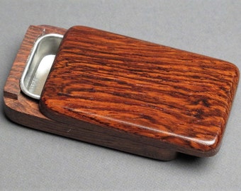 Wood and Steel Pill Box, Secure Slide Open Lid