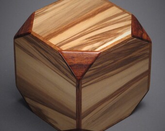 Modern Wooden Urn for Small Human or Pet Ashes, 65 cu-in, Unique Cube Design
