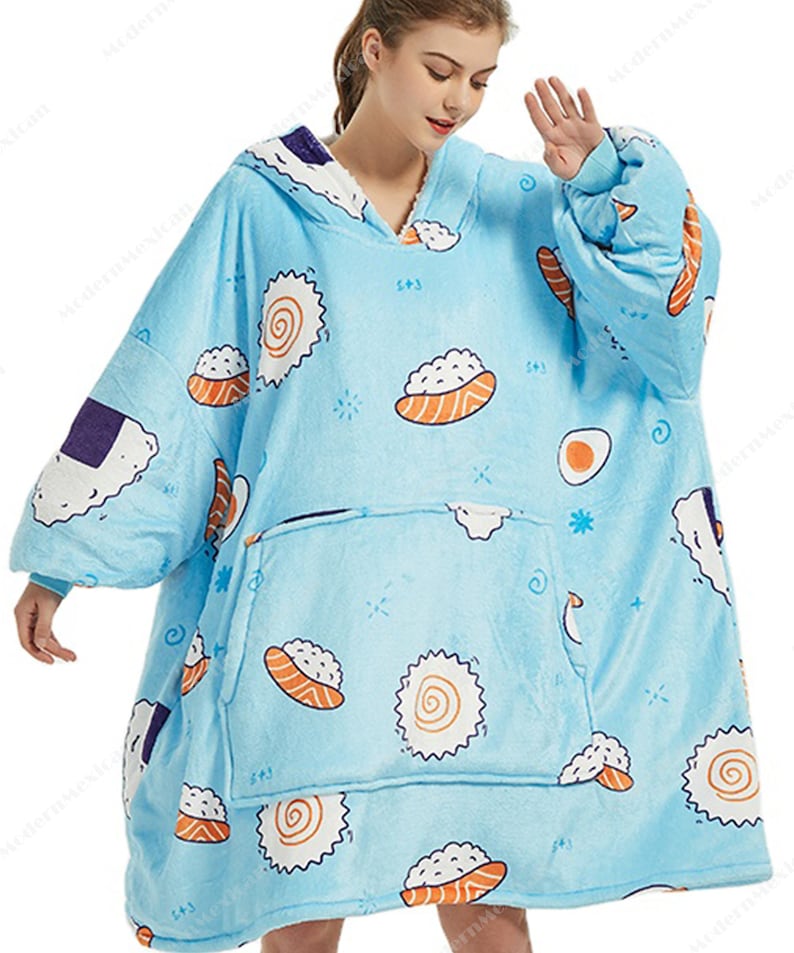 Cute Sushi Oversized Hoodie Fleece Blanket Sushi Oodie Hoodie Etsy