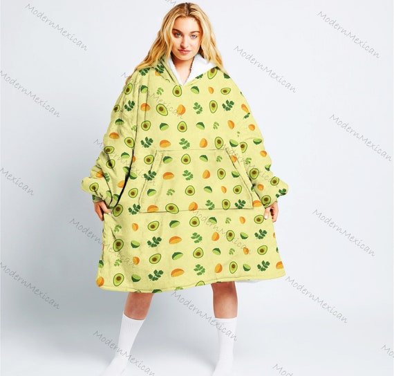 Avocado Hoodie Fleece Blanket Oodie Blanket Avocado Orange Etsy