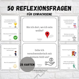 50 reflection questions - promote personal development, mindfulness, self-reflection, affirmations, mindset and growth