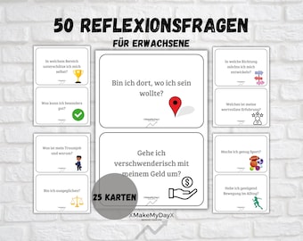 50 reflection questions - promote personal development, mindfulness, self-reflection, affirmations, mindset and growth