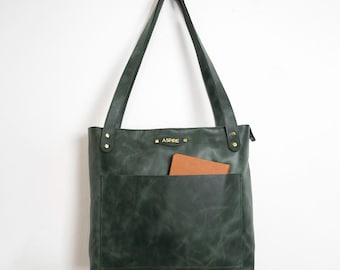 Personalized Leather Tote Bag for Women, Laptop Tote Bag, Shoulder Bag, Gift for Wife, Gift for Her, Christmas Gift, Birthday Gift for Her