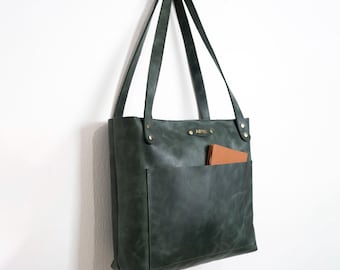 Personalized Leather Tote Bag Zipper, Shoulder Bag, Gift for Mom, Custom Gift for Her, Gift for Her, Anniversary Gift Idea, Custom Gifts