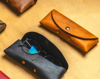 Personalized Handmade Genuine Leather Eyeglass Case, Elegant, Stylish, Complements Your Style, Unforgettable Gift
