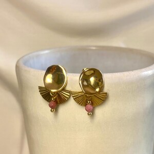 Earrings with natural stones - handmade earrings, ruby, 18K gold