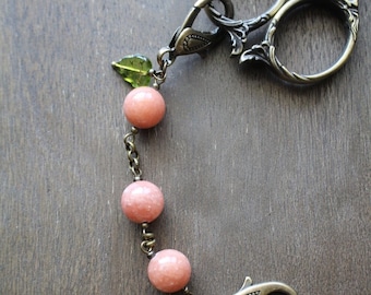 Summer Peach Scissor Chain • Fruit Theme Accessory for Embroidery Scissors • Handmade Sewing Gift • Unique Gift for Quilters