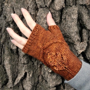Fingerless Leaf Mitten Pattern • Oak Grove Knitting Pattern PDF • Intermediate Knit Pattern