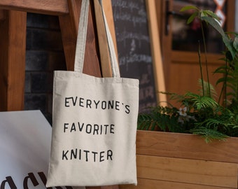Knitting Project Bag • Everyone's Favorite Knitter Tote • Cotton Canvas Yarn Bag • Gift For Mom
