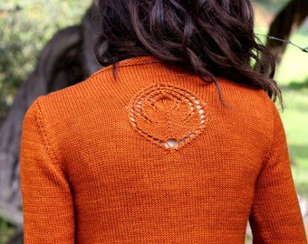 Leaf Motif Cardigan Pattern • Sunlit Autumn Cardigan • Intermediate Knit Pattern PDF