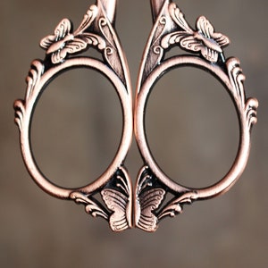 Butterfly embroidery scissors in antique copper