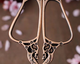 Kirschblüten Stickschere • Rustikale Quilt-Schere im Vintage-Stil mit Antik-Kupfer-Finish • Einzigartiges Geschenk für Quilter