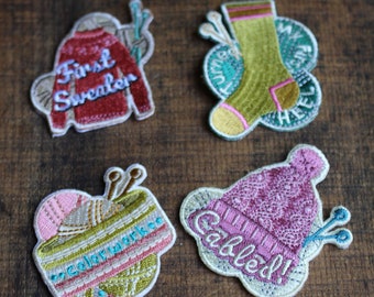 Uniek grappig cadeau voor breiers • Breiprestatiepatches • Opstrijkbare geborduurde patches voor breiers