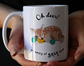 Knitting Mug Gift • Oh Deer! Mug • Cute Knitting Gift Cup
