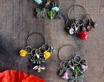 Garden Visitors Stitch Marker Sets  •  Insect Stitch Markers For Knitting • Ladybug, Butterfly, Dragonfly, Bee •  Unique Knitting Gift Idea