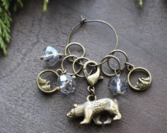 Bear Mountain Stitch Markers • Wilderness Inspired Knitting Accessory • Handmade Unique Knitting Gift For Outdoors Enthusiast