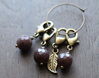 Marcadores de progreso con piedras preciosas • Marcadores de puntos para tejer • Regalo de tejido para la abuela